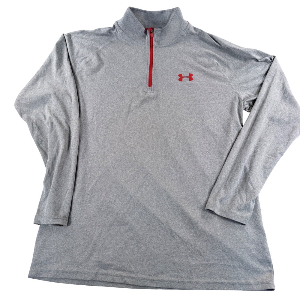 Under Armour HeatGear 1/4 Zip Pullover Activewear Lightweight  Mens Large Gray